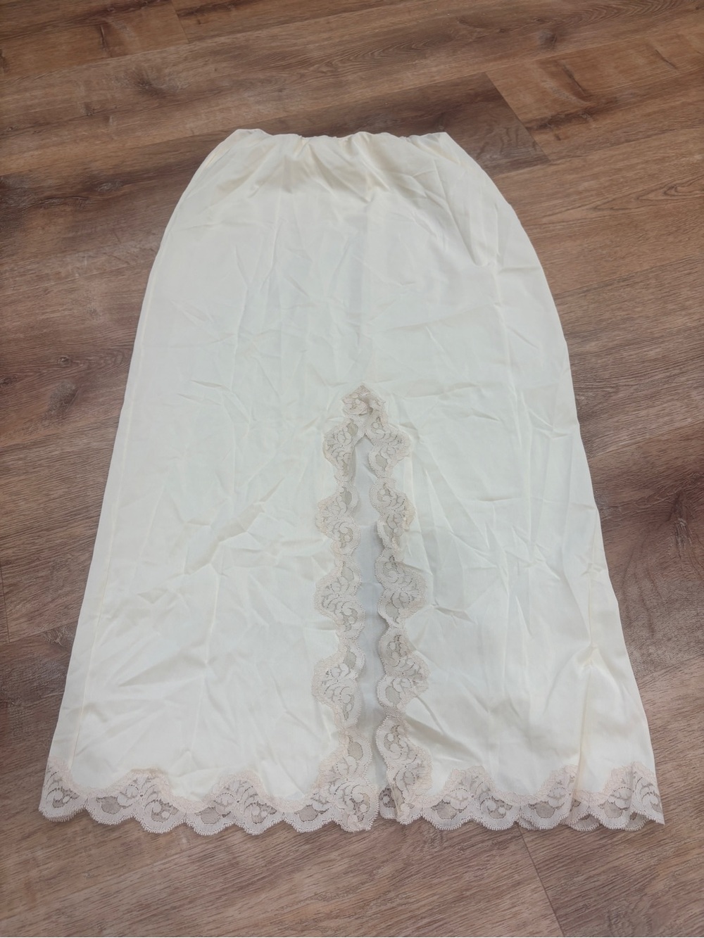 Women's Cream Lace-Trim Slip Skirt